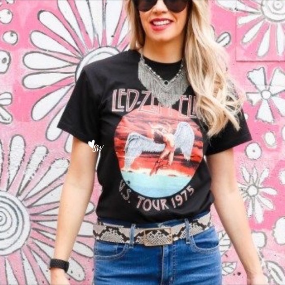 Led Zeppelin Rock Band Tee Graphic US Tour 1975 - Picture 4 of 5